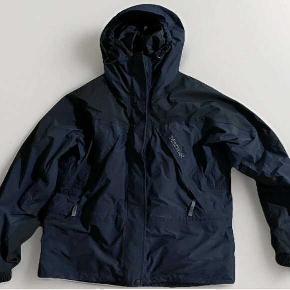 Marmot Gore Tex Down Jacket Vintage Expedition Large Hiking 3 In 1 Outdoor Black - Picture 1 of 14